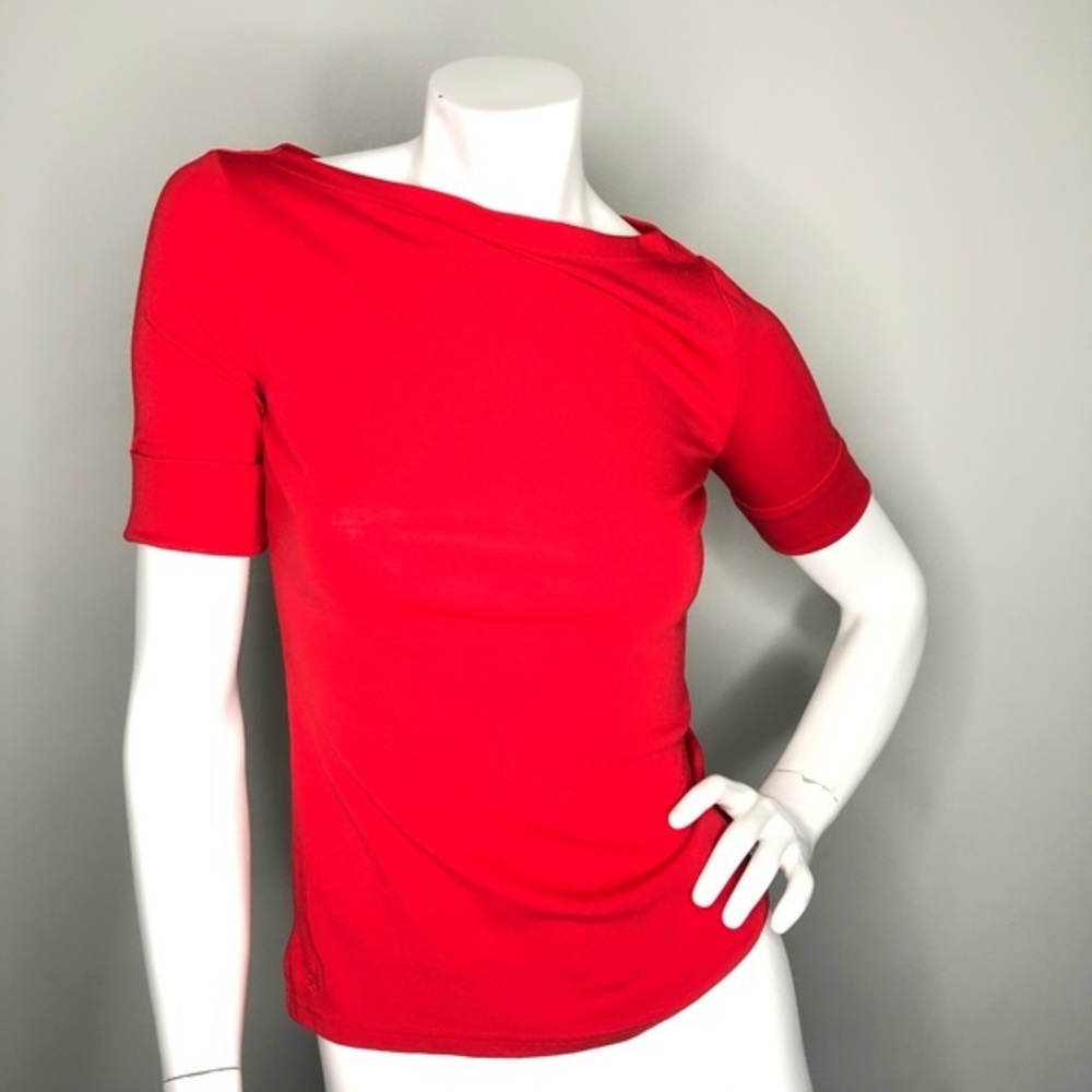 Lauren Ralph Lauren Red Top PS Roll Cuff Sleeves